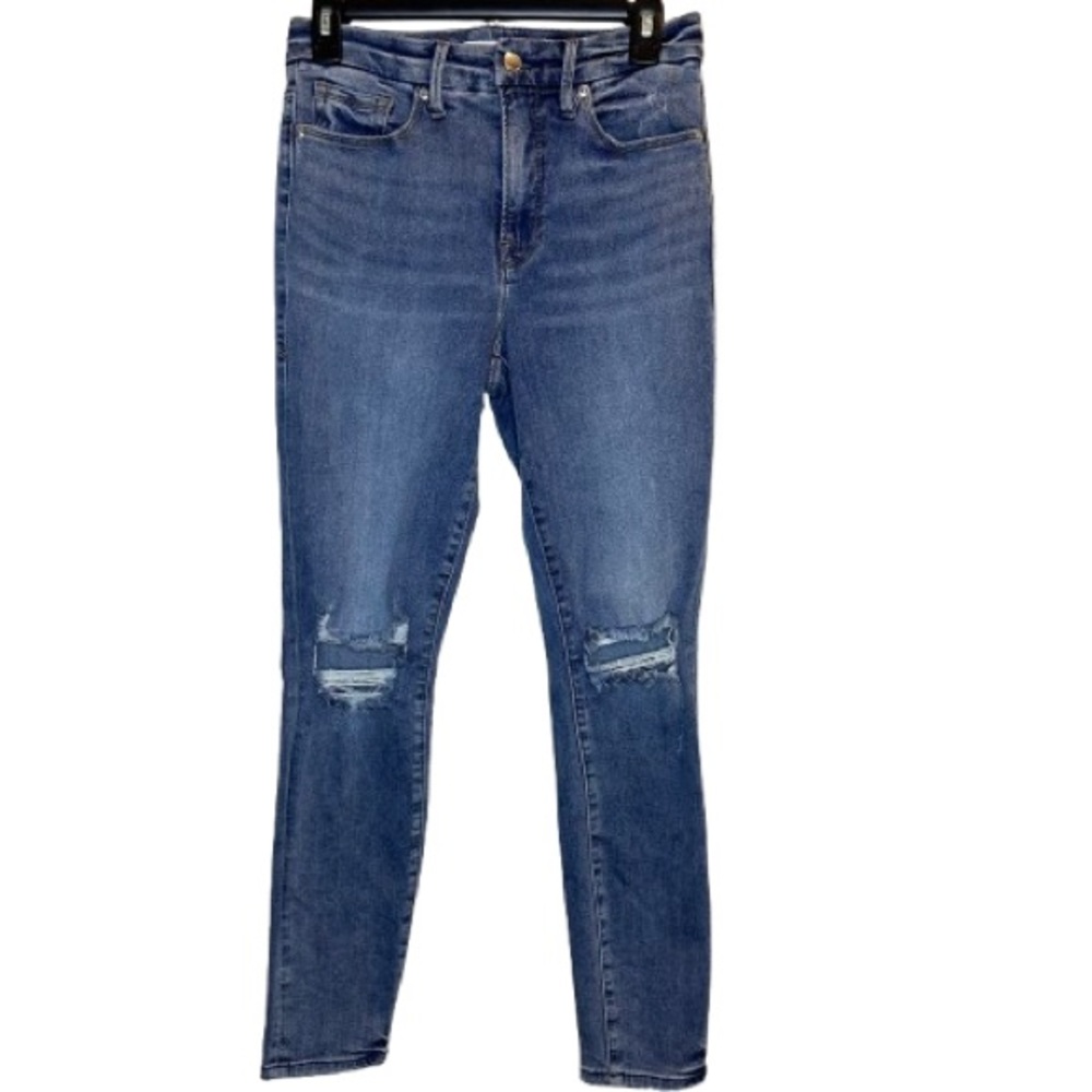 Good American Women Good Legs Cropped Ankle Skinny Jeans Hi-Rise Stretch Sz 28